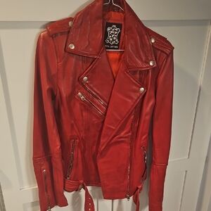 Red Leather Biker Jacket